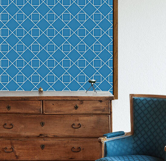 Azure Squares And Diamonds Pattern by rizu_designs