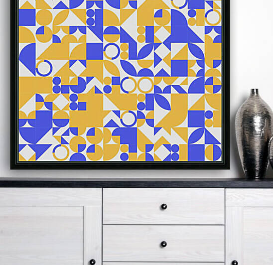 Mid Century Yellow Blue Art by rizu_designs