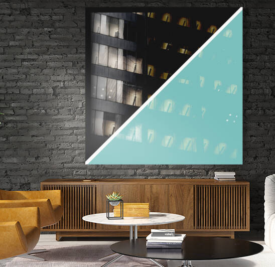 Black and Turquoise Abstract Reproduction