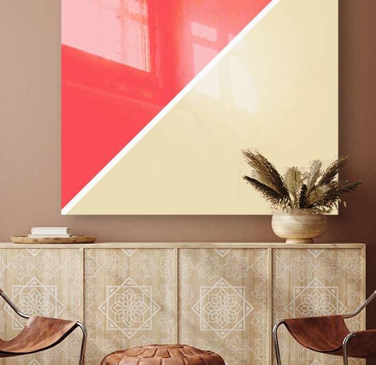 Fiery Coral and Vanilla Custard Abstract by rizu_designs