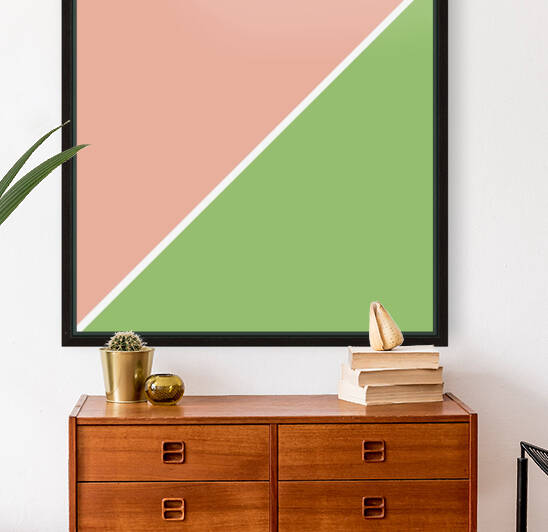 Peach and Green Abstract Reproduction