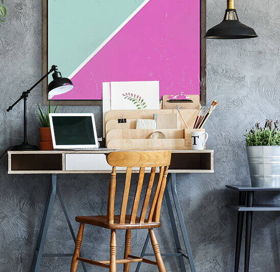 Mint and Pink Abstract Reproduction