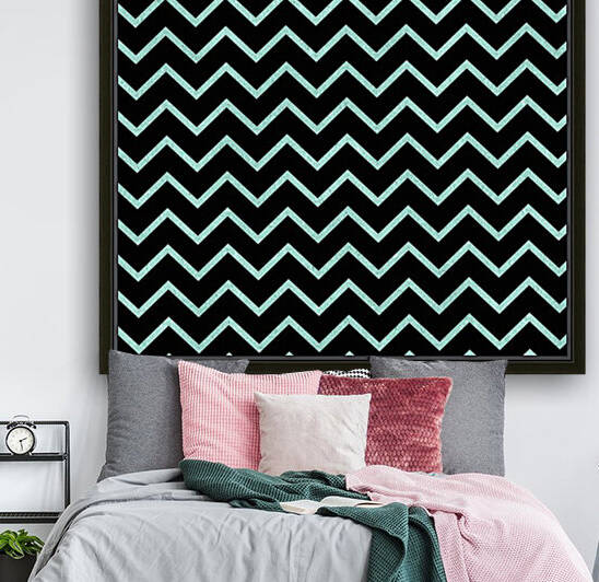 Turquoise Chevron Glitter Reproduction
