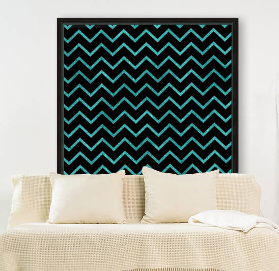 Teal Chevron Glitter Reproduction
