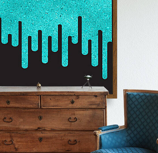 Dripping Aqua Glitter Reproduction