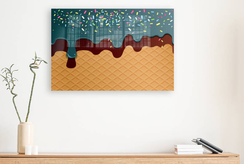 Dark Blue Creamy Waffle Artwork by rizu_designs