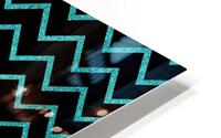 Teal Chevron Glitter HD Metal print