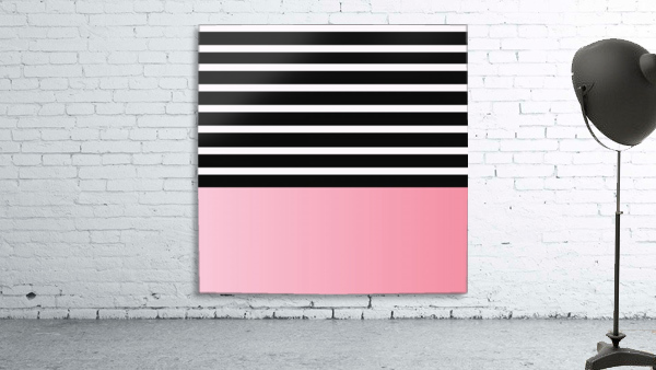 Black & White Stripes with Pink Gradient Patch Wall Preview