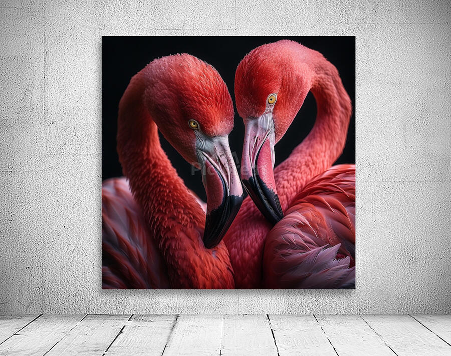 Affectionate Flamingos Wall Preview