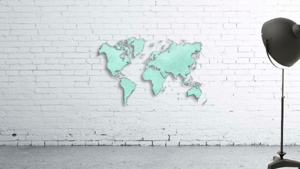 TURQUOISE GLITTER WORLD MAP Wall Preview