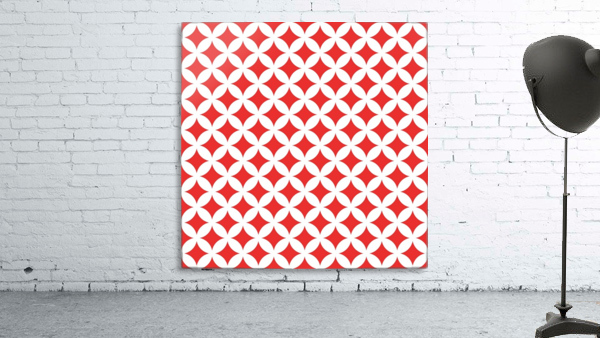 White and Red Retro Circle Pattern Wall Preview