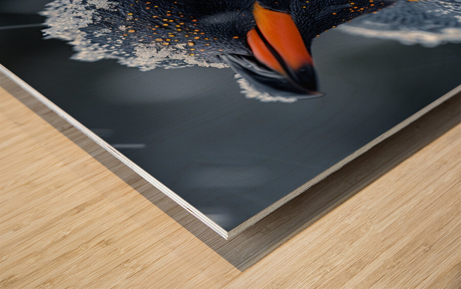 Snowy Penguin Wood print