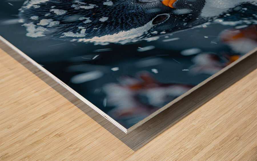 Icy Penguin Wood print
