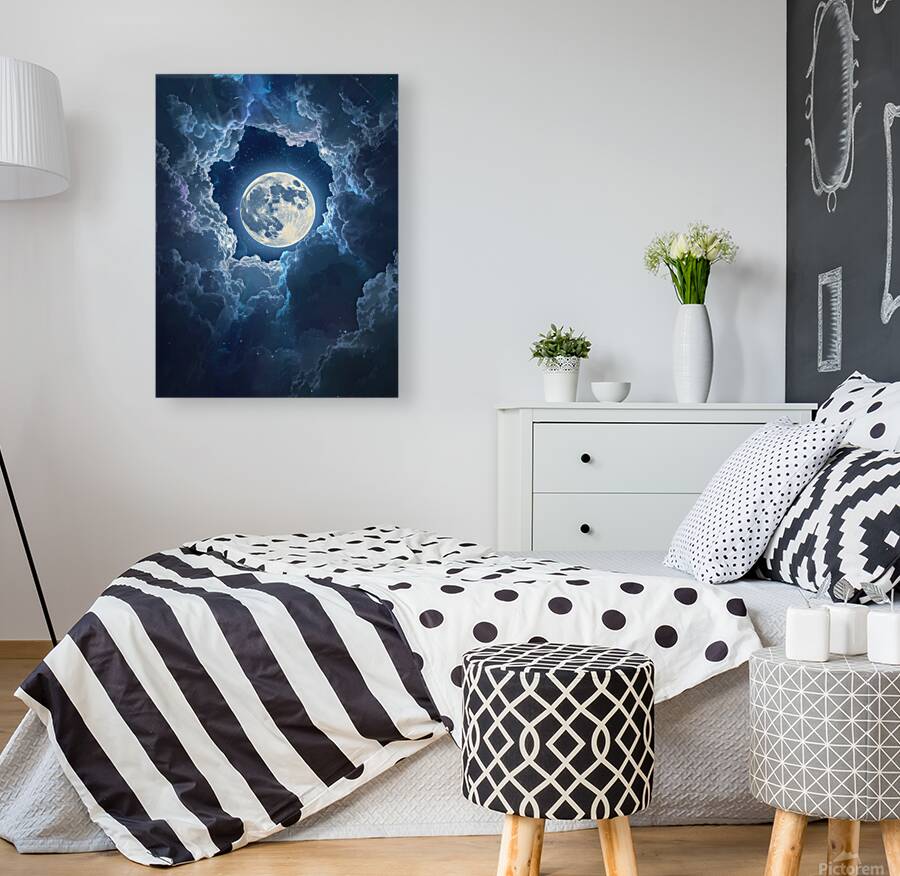 The Magical Moon Among the Clouds – A Fantasy Night Scene That Sparks the Imagination Reproduction