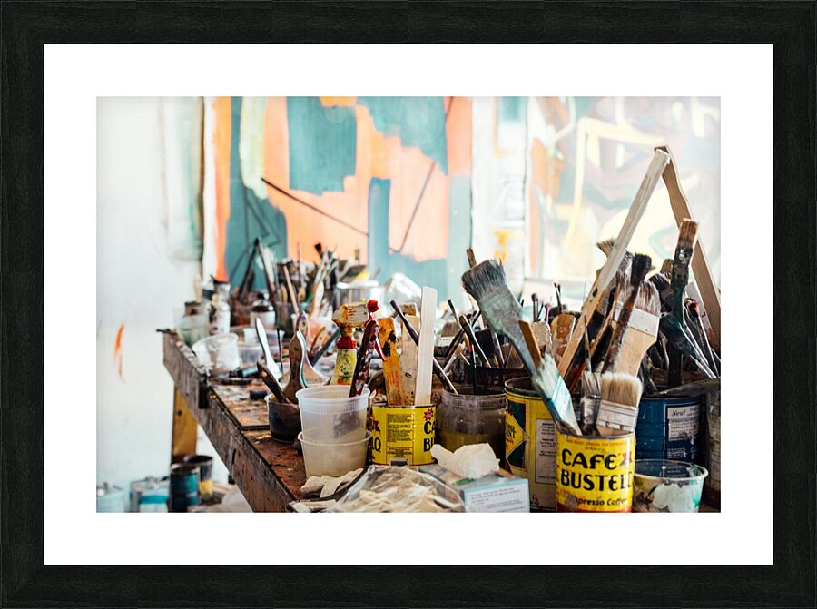 Art supplies clutter Picture Frame print