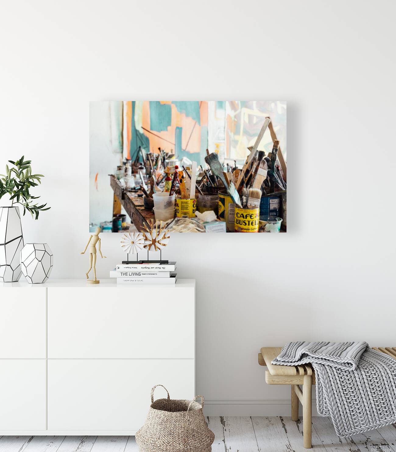 Art supplies clutter Reproduction