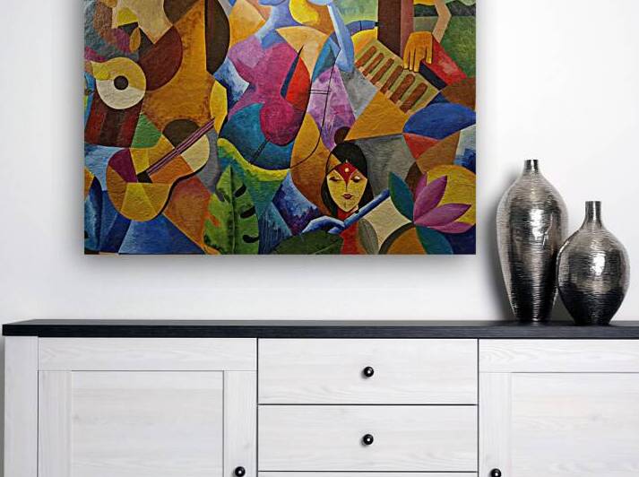 Abstract wall painting of a culture by Melds Gallery