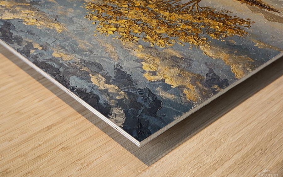 The Golden Tree of Reflection Wood print