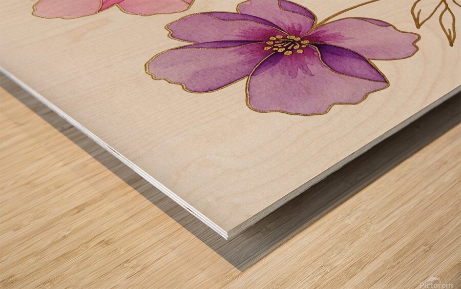 Golden Hour Blooms Wood print