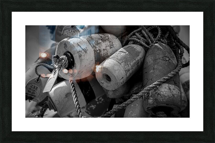 WEATHERED CRAB TRAP FLOATS Picture Frame print