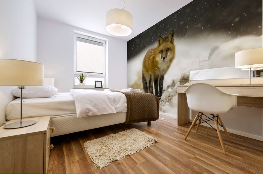 Fox in a Flurry  Mural print