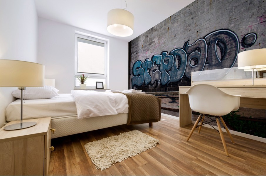 Abandoned Train Station Graffiti Mural print