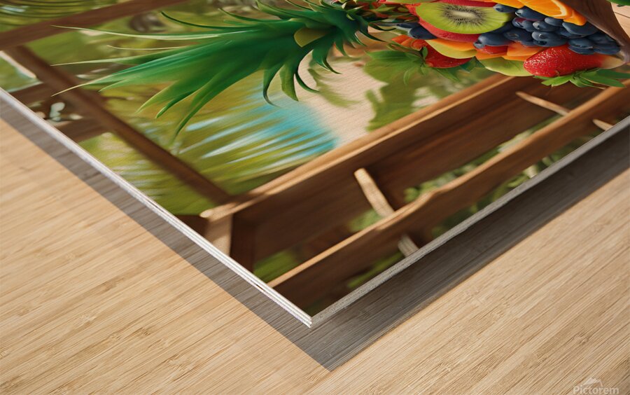 a mouthwatering scene set in a tropical Wood print