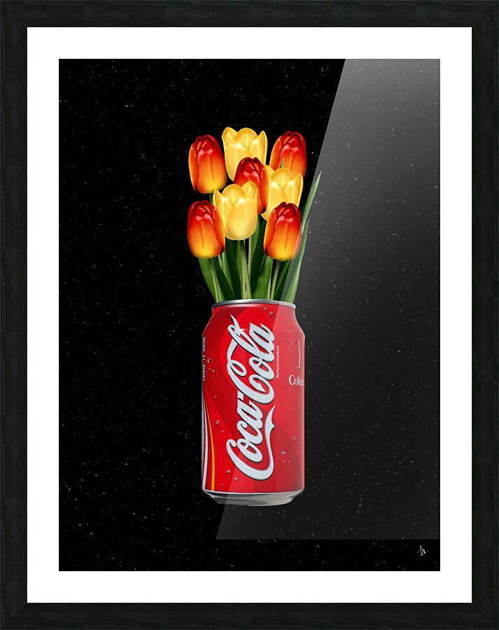 Cola Canned Flowers Picture Frame print
