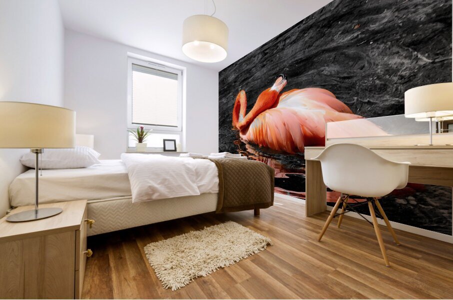 Flamingo Grooming Mural print