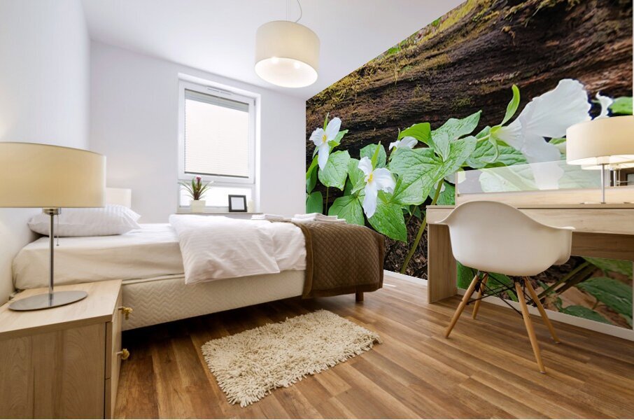 White Trillium Line Mural print