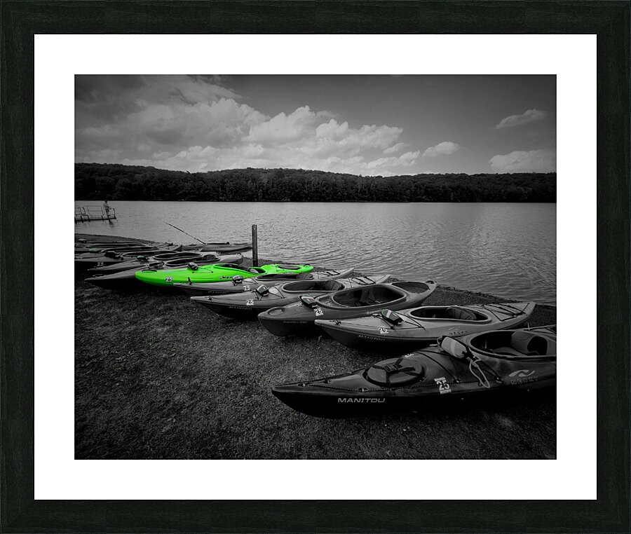 Green Kayak Picture Frame print