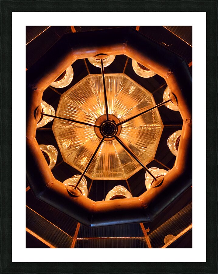 Old Shade Church Chandelier Picture Frame print