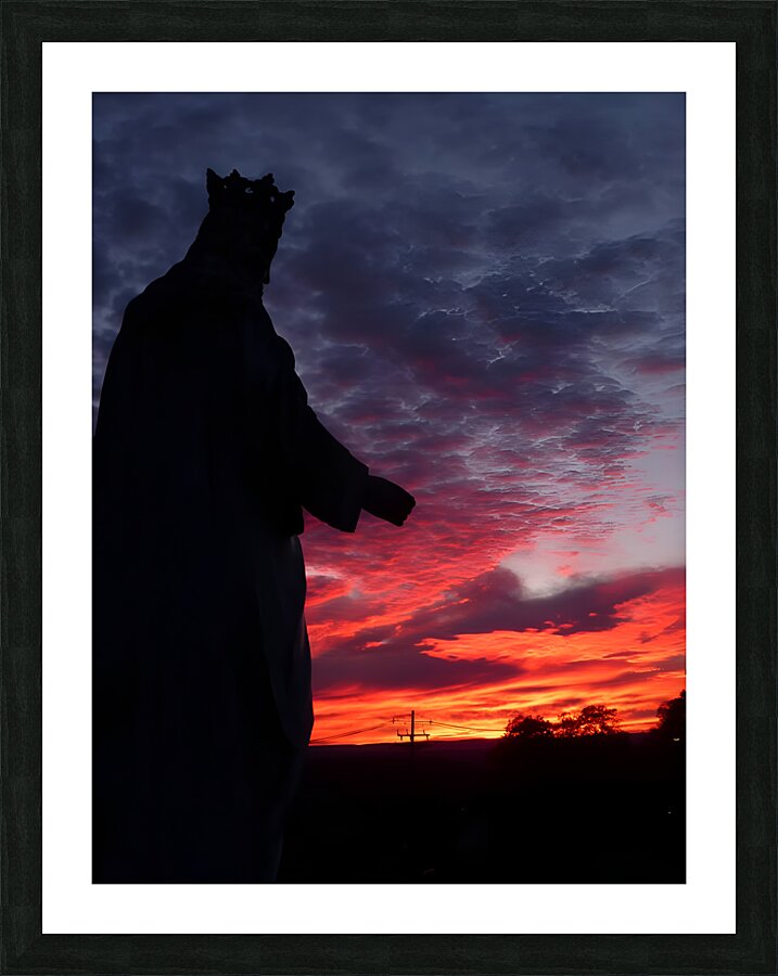 Statue n Sunset Picture Frame print