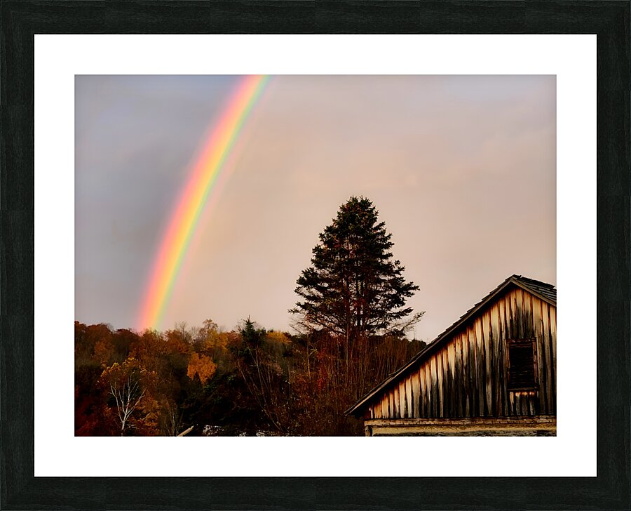 Morning Rainbow Over Barn Picture Frame print