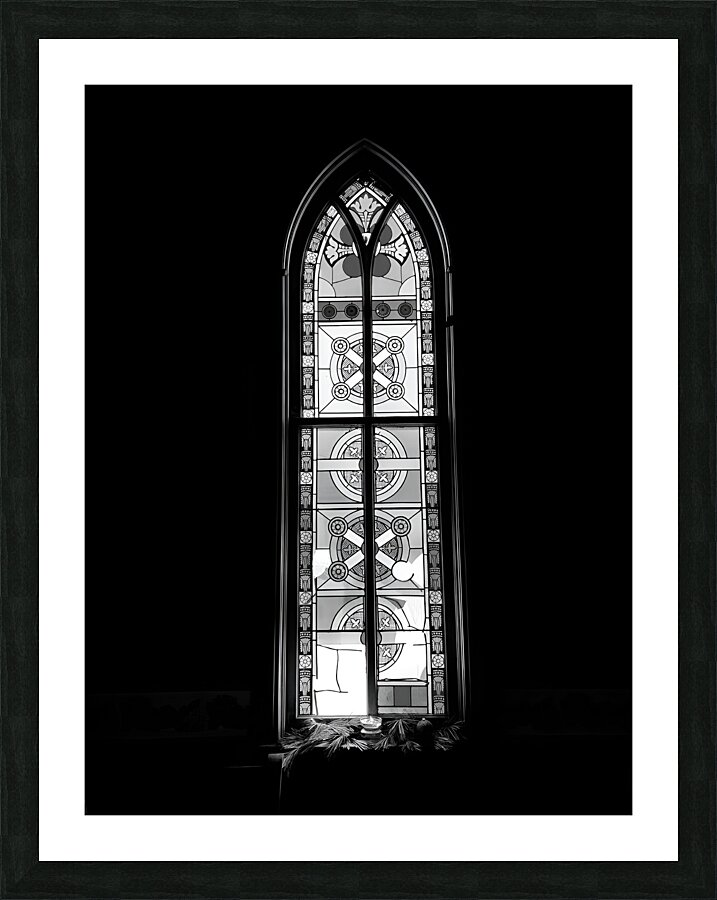 Old Shade Church Stain Glass Picture Frame print