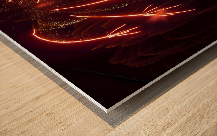 Fireworks Red Dragon Wood print