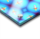 Low view of airplane against blue sky during takeoff or landing in metaverse Acrylic print