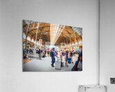 wide angle view of group of tourists with luggage on inside larg Acrylic Print