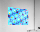 Low view of airplane against blue sky during takeoff or landing in metaverse Acrylic Print