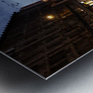 Midnight Glow: Illuminated City Street Metal print