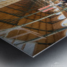 wide angle view of group of tourists with luggage on inside larg Metal print