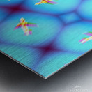 Low view of airplane against blue sky during takeoff or landing in metaverse Metal print