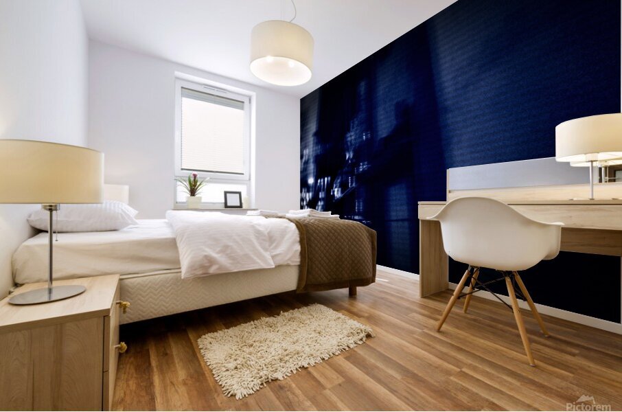 Dark Occult TV Effect with Blue Shadows Mural print