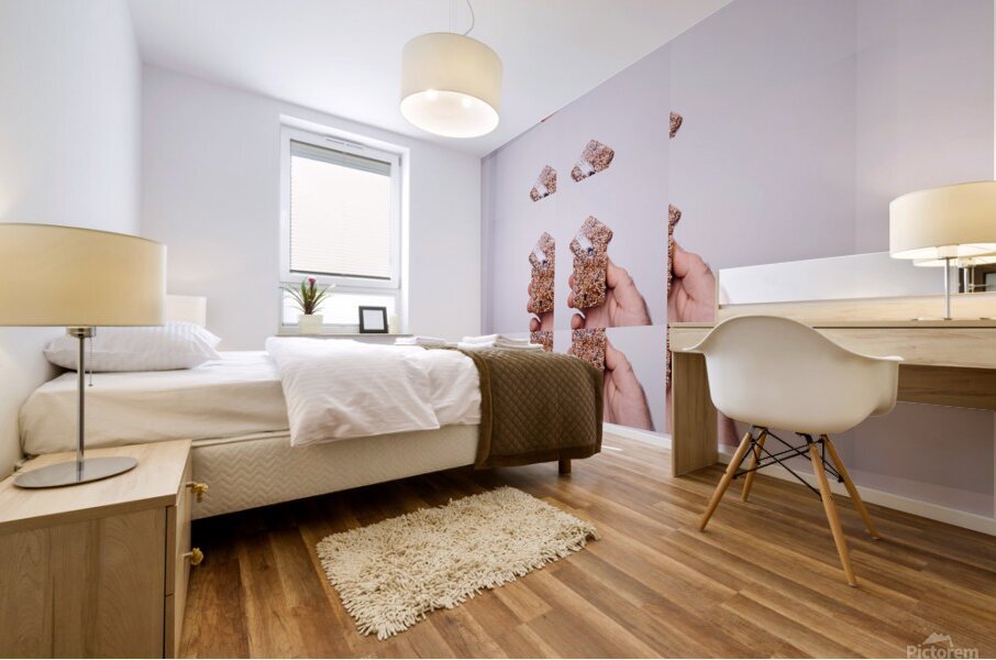 Hand Holding Seed Snack with Repetitive Pattern Mural print