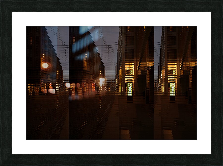 Illuminated Urban Nightscape Picture Frame print