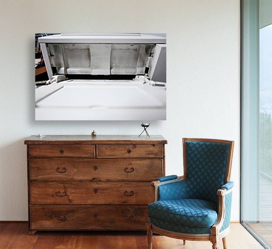 Dirty with printing dust from toner open paper tray on the vintage laser printer Reproduction