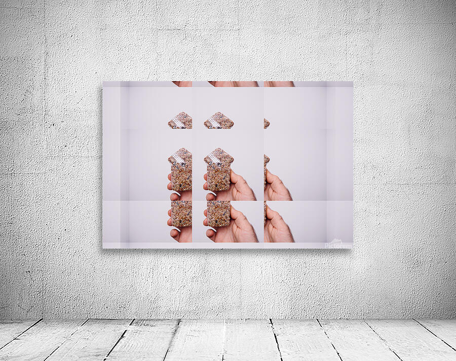 Hand Holding Seed Snack with Repetitive Pattern Wall Preview