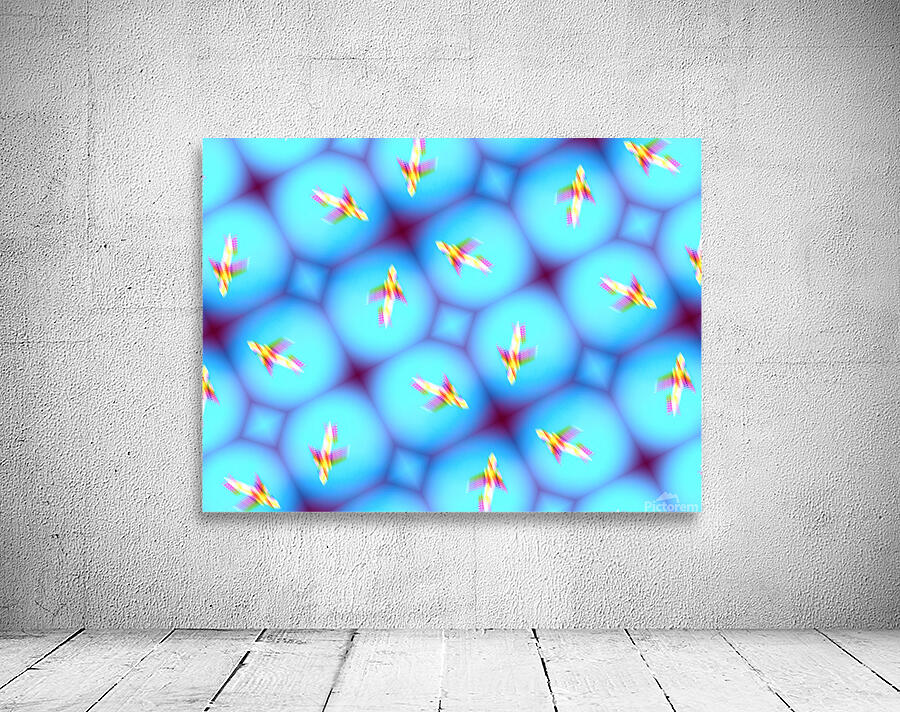 Low view of airplane against blue sky during takeoff or landing in metaverse Wall Preview