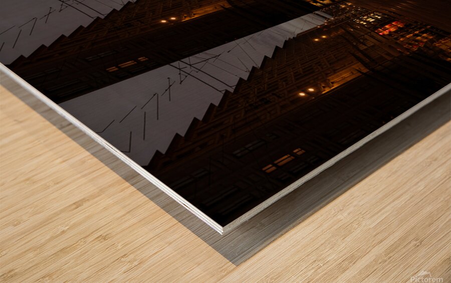 Illuminated Urban Nightscape Wood print
