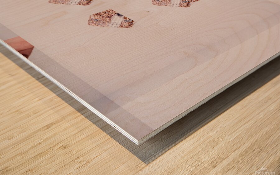 Hand Holding Seed Snack with Repetitive Pattern Wood print